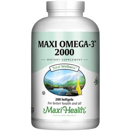 Omega 3 Supplement - Omega-3 Fish Oil 2000mg - Natural Source of EPA & DHA - Heart, Brain & Joint Health - Kosher Certified Wild Caught Marine Fish - 200 Vegetarian Softgels by Maxi Health