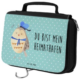 Parent-New Mr. & Mrs. Panda Toiletry Bag Owl Sailor, Turquoise Pastel, Hand drawn