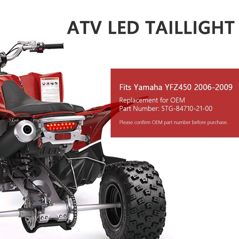 Led Tail Light Brake Assembly for Yamaha 2006-2009 YFZ450 5TG-84710-21-00