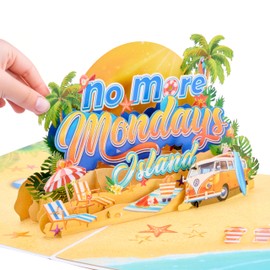 Wonder Fold 3D Pop-Up Card – Camper Van on Tropical Beach | Handcrafted Greeting Card for Retirement, Birthday, New Adventure, or Father’s Day | No More Mondays Island Design