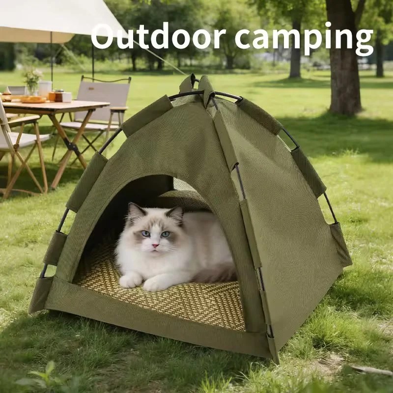 PawComfort Cat Bed Cave – Soft Detachable Cushion for Four Season Shelter, Indoor and Outdoor Pet Sleep