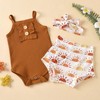 AMAWMW Newborn Baby Girl Summer Sun Print Outfit Strap Ribbed