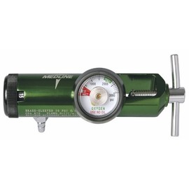Medline Mini Oxygen Regulator, Latex Free, 0-15 Liters per Minute, 870 CGA Connection, Brass Sleeve