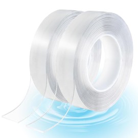 BOMEI PACK 2 Rollos Nano Cinta Adhesiva Doble Cara, 3CM X 5M, Nano Cinta Transparente Lavable Reutilizable, Tiras Adhesivas de Pared para Cocina, Fiesta, Casa,Oficina