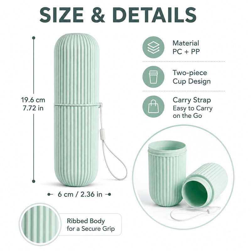 Portable Travel Toothbrush Holder with Cup - Compact Toothpaste Storage