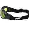 MotoFrames Vulcan Padded Shatterproof Anti-Fog Motorcycle Goggles Black Frames w/Yellow