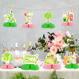 kreat4joy Margarita Birthday Party Decoration Woman, 8pcs Margarita Happy Birthday Honeycomb Centerpiece Cocktail Lemon Table Decoration for Girl Margarita 21st 30th Birthday Party Decoration
