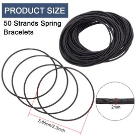BENECREAT 50Pcs 2-1/4 inch Guitar String Bracelets, 2mm Black Spring Bracelets Minimalist Bracelets Flexible Wire French Gimp Wire Layered Bracelet for Stackable Wearing