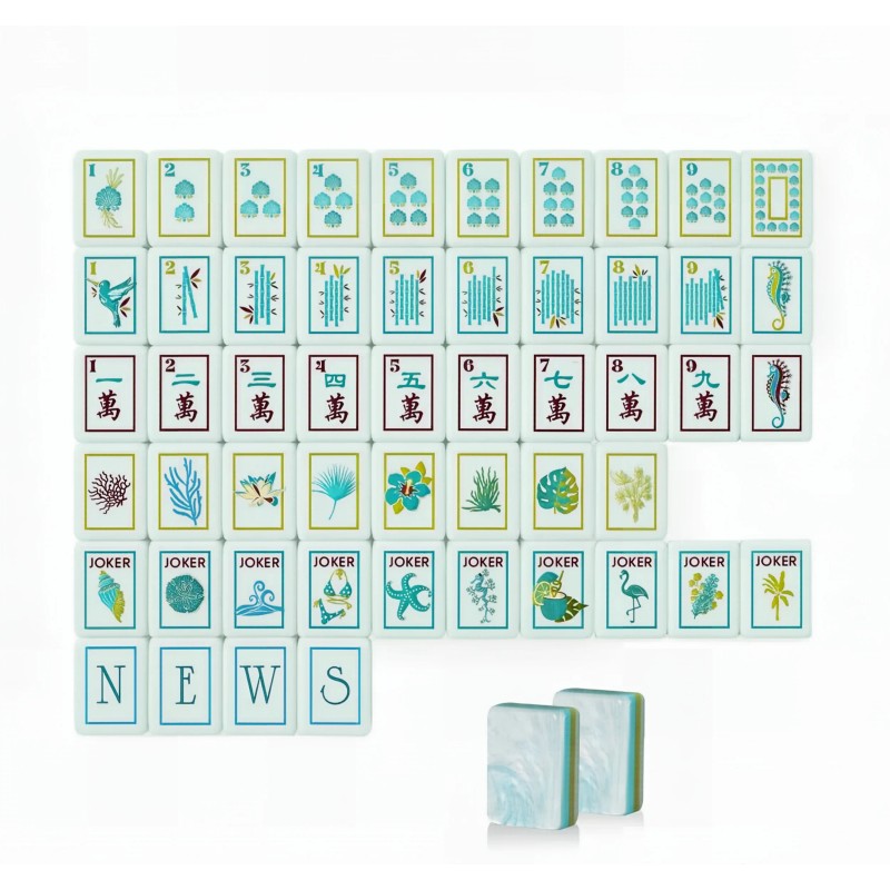 ,Acrylic Luxury Mahjong,American Mahjong Set with 160 Tiles,Aqua Pearl Mahjong