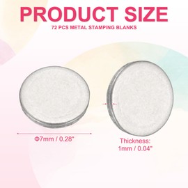 PATIKIL 72 Pcs Metal Stamping Blanks, 7mm Round Stamping Name Tags Stainless Steel Blanks Metal Plate Disc Circle for Laser Engraving Stamping Dog Tags Keychain Making