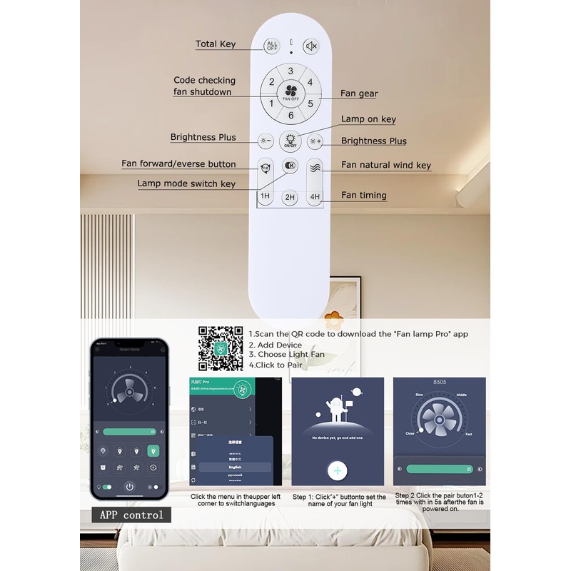 JSAITEE 52Inch Flush Mount Ceiling Fan with Lights Low Profile