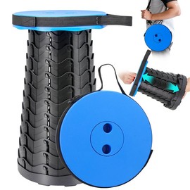 Upgraded Collapsible Telescoping Stool – Portable Folding Seat, 500lbs Weight Capacity, Ideal for Outdoor Activities like Picnics, Camping, Gardening - Color: Upgraded black blue