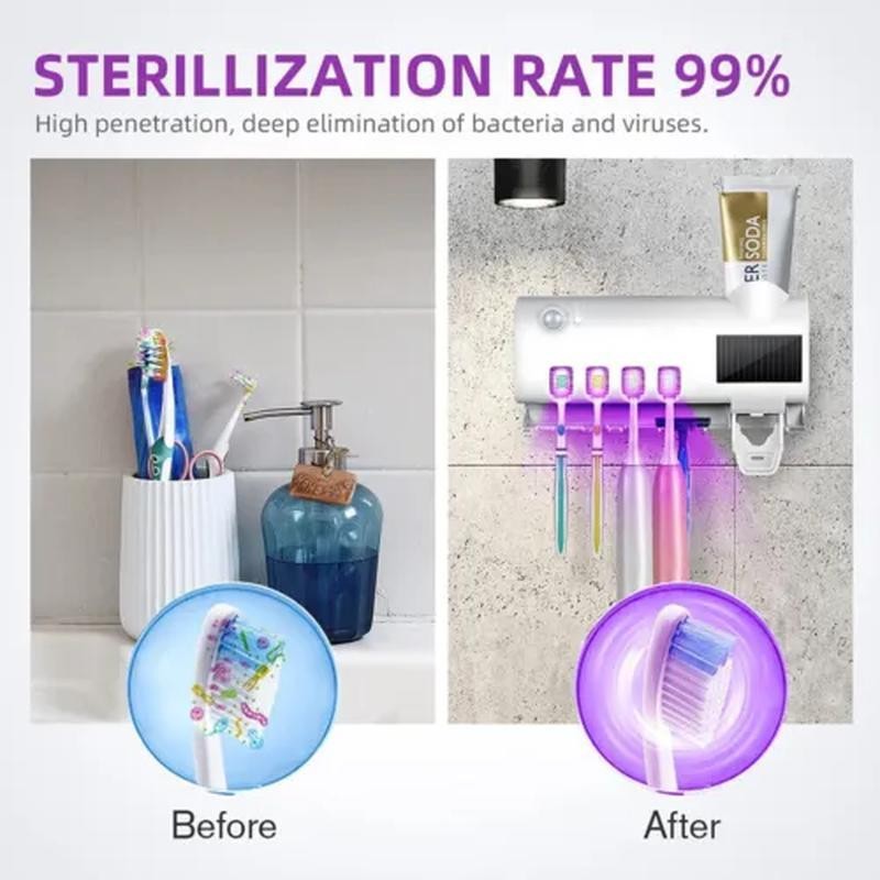 UV Toothbrush Sterilizer & Holder with Auto Shutoff - 2025