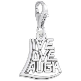 Sterling Silver Livelovelaugh Charm with Lobster Claw Clasp, Charms for Bracelets and Necklaces