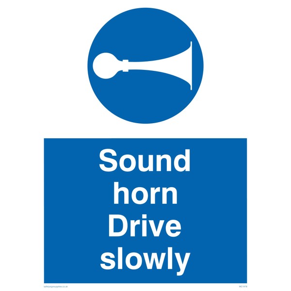 Viking Signs mc1478-a3p-v"Sound Horn Drive Slow" Sign, Vinyl, 400 mm