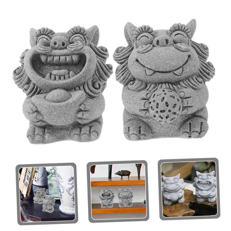 CAXUSD 2pcs Lion Statue Mini Lion Figurine Decorative Miniature Lion