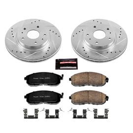 Power Stop K5887 Front Z23 Carbon Fiber Brake Pads with Drilled & Slotted Brake Rotors Kit For Suzuki SX4 2007-2013 [Model Specific]