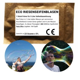 ECO Riesenseifenblasen Pulver 5 Liter Seifenblasenflüssigkeit für stabile und große Nachfüllflasche Seifenblasen für Kinder Kindergeburtstag Sommerfest Seifenblasenlösung Giant Bubble
