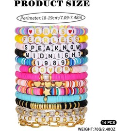TOFBS Bracelet for Women Ethnic Bohemian Bracelet Colourful Soft Ceramic Bracelet Stackable Elastic Beads Bracelets Jewellery Gift