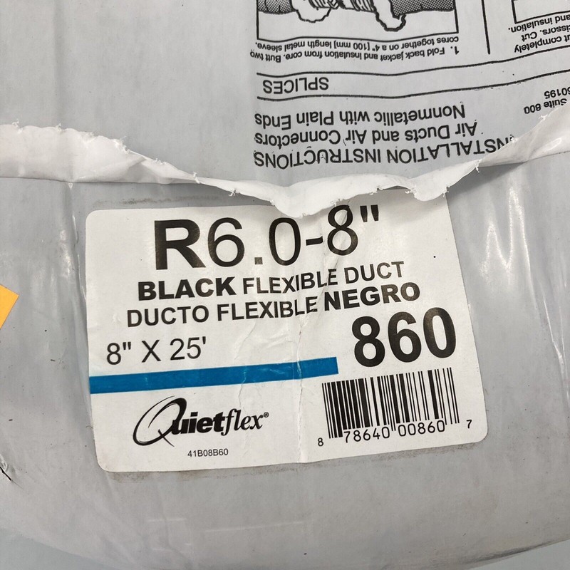 Quietflex Black Flexible Duct R6.0-8" 860 Insulated Low Noise 8"