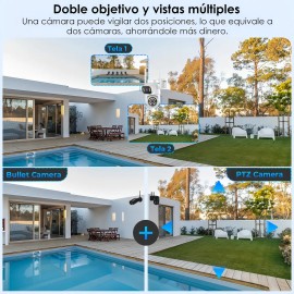 Cámara Vigilancia Exterior MVPsmart DQ8 360° PTZ WiFi 8MP Full HD - Alarma Sonora/Luz, Detección Movimiento，Visión Nocturna IP66, 10X Zoom, 2 Vías Audio, SD/Almacenamiento Nube,Instalación Súper Fácil