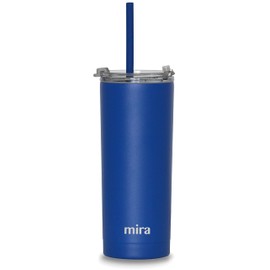 MIRA 20 oz Stainless Steel Vacuum Insulated Tumbler with Multi-Use Flip Lid & Straw - Travel Tumbler Cup for Hot or Cold Drinks - Space Blue