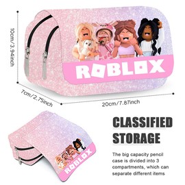 IFHDO Robllox Pencil Case, Robllox Children's Pencil Case, Cartoon Pencil Case, Large Portable Pen Bag, Double Zips, Pencil Case, Storage Pencil Bag, Gift for Students, Girls, pink, pencil case