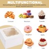 30pcs Cookie Boxes with Window, 6x6x3 Inches White Bakery Boxes,