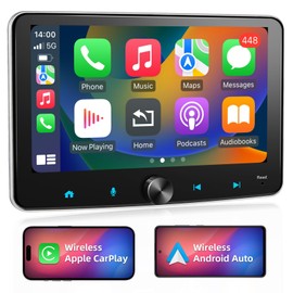 Single Din Radio Wireless Apple Carplay Android Auto,7in Touchscreen Car Stereo Android 2+32G with WiFi,Bluetooth,GPS Navigation,FM,Subwoofer,USB/SWC/AUX