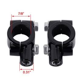 TCMT 2 X 8mm Mirror Mount Holders Adapter Aluminum Clamp Fits For 7/8" Handlebar Motorcycle ATV UTV Dirt Bike Buggy