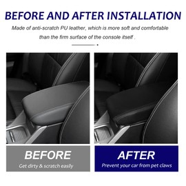 DEYTOP Center Console Cover for Honda Civic 2012 2013 2014 2015 Car Armrest Cover for Honda Civic 2015 Accessories Anti-Scratch Leather Armrest Pad Protector (Black)