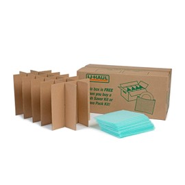 U-Haul Glass Packing Kit for Glasses and Stemware – Includes 1 Box, 1 Cell Divider Unit, and 18 Assorted Foam Pouches (Value Pack of 2)