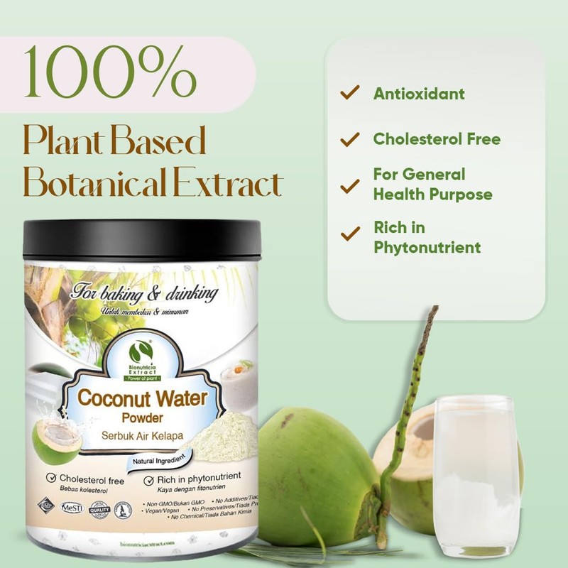 Bionutricia Coconut Water Powders, Natural Plant-Based Electrolyte Rehydration for Daily