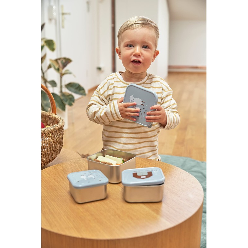 LÄSSIG Snack Box Set of 3 Stainless Steel Tiny Farmer