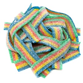 Snacktery Rainbow Sour Belts - Vibrant & Tangy Colorful Rainbow Sour Strips - Non GMO, Vegan & Kosher Sour Gummy Candy - 4 Ounce Pack