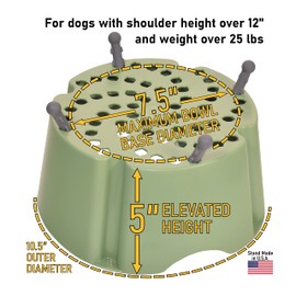PegSet My Bowl Stand | 5” Elevated Stand for Any Dog Bowl up to 7.5” Width, Made in USA, Lift Your Pet’s Food or Water, Reduces Joint Strain, Sturdy + Washable + Stackable, Adjustable Raised Feeder