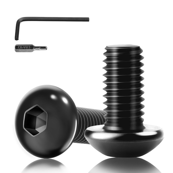 XRXYMQ Pack of 55 M5 Screws Black Rounded Head Screws