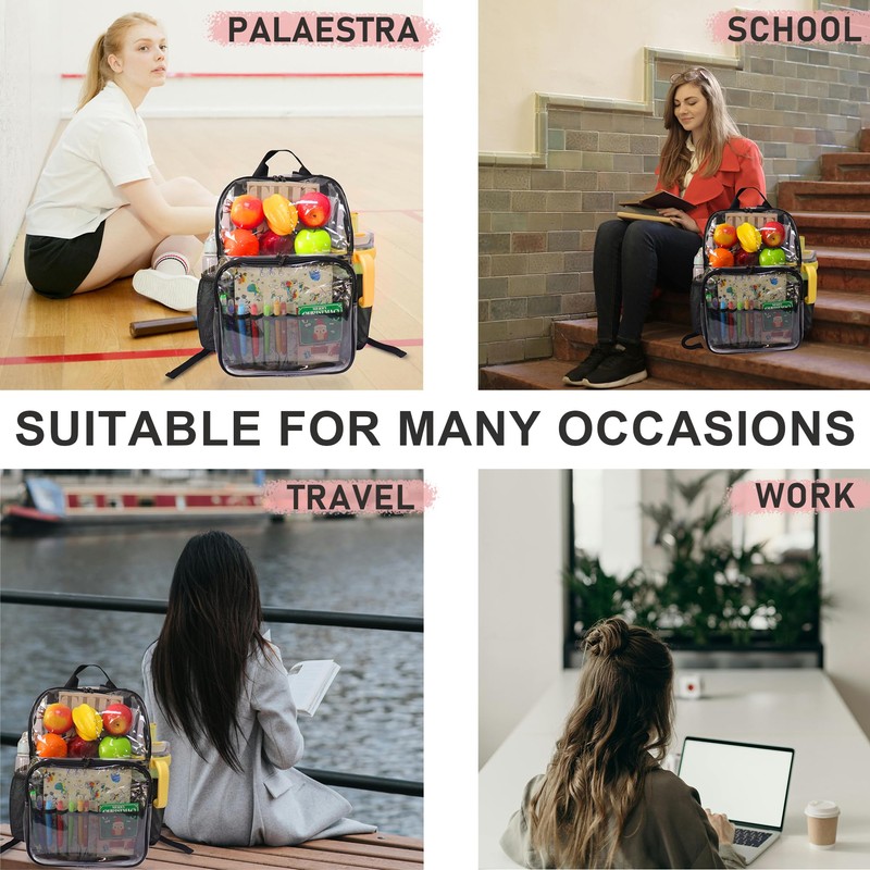 GiMiUiTo Clear Backpack,See Through Backpack School Approved Heavy Duty Clear