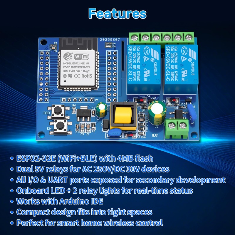 ESP32 Relay Board 2 Channel 5V Relay Module with WiFi