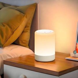YUNJAYI Nursery Night Light for Kids, 256 RGB Color Changing & Warm White Touch Bedside Lamp Wireless, 2200mAh USB Rechargeable LED Small Table Lamps for Bedroom, Dimmable Nursery Lamp with Memory
