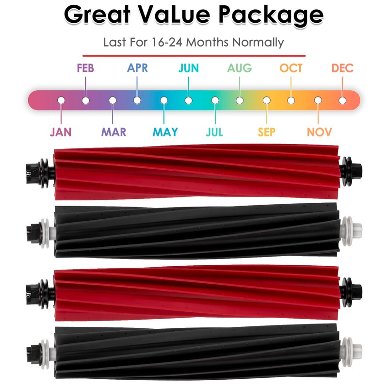 (4 Pieces) Roller Brushes Compatible with Roborock S8 Pro Ultra/