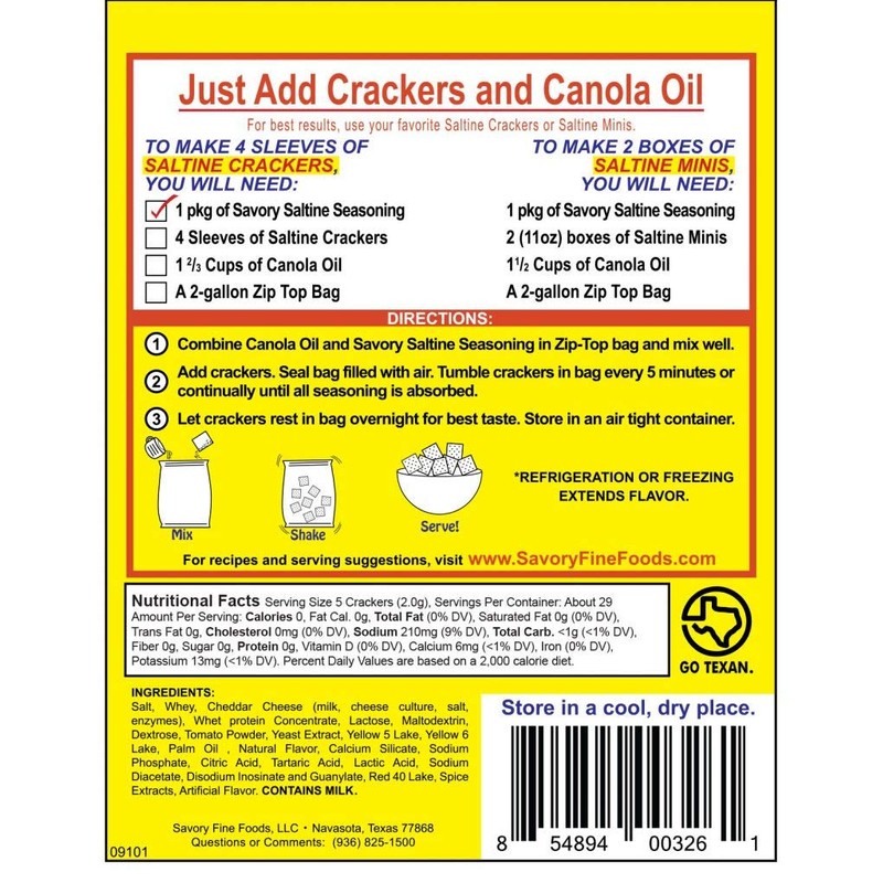 Savory Saltine Seasoning, 2.0 Ounce, Flaming Queso, 4 Pack