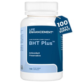 Life Enhancement BHT Plus - Antioxidant Preservative - 180mg BHT and 80mg Vitamin C (Ascorbyl Palmitate) - 100 Serving