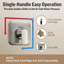Replacement for Moen T2471BN Genta LX Posi-Temp Valve Shower Trim Kit, Shower Lever Handle, Brushed Nickel