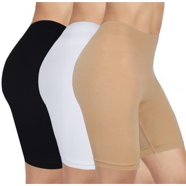 Justay Sowarm 3 Pack Anti Chafing Shorts Women Seamless Slip Shorts Ladies Long Briefs Safety Boxer Shorts for Under Dresses Leggings and Yoga