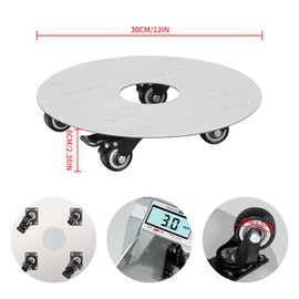 12” Metal Plant Caddy with Wheels Heavy Duty, Rolling Plant Stand Plant Dolly Rollers Cart with Wheels Large Potted Plant Mover Indoor Outdoor, 470lbs Capacity, 304 Stainless Steel (12 inch with hole)