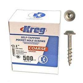 Kreg SML-C1-500 Tornillos de cabeza de arandela gruesa de 1 pulgada #8, 500 unidades - SML-C1-500