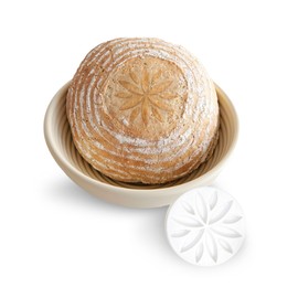 Talisman Designs Bread Proofing Basket with Decorating Embosser, 9 inch, White