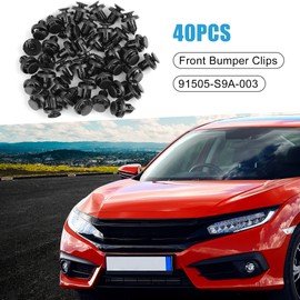A ABSOPRO Rivet Push Clip Push Rivet Bumper Fender Car Fastener Plastic Retainer 91505-S9A-003 Honda Compatible Civic 1980-2017 Black Plastic 40pcs