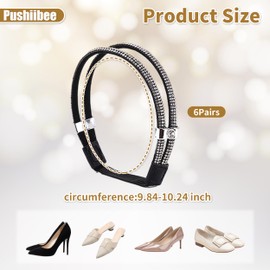 6 Pairs Shoe Straps for Heels, 6 Colors High Heel Shoe Straps, Adjustable Shoe Straps Detachable Shoe Lace Bling Replacement Shoe Straps Elastic Shoe Straps for Heels Accessories